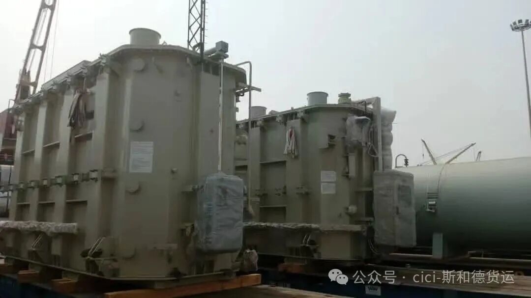 80-ton heavy lift transformer loaded on a low-bed trailer at Tema Port, Ghana for Burkina Faso inland transport